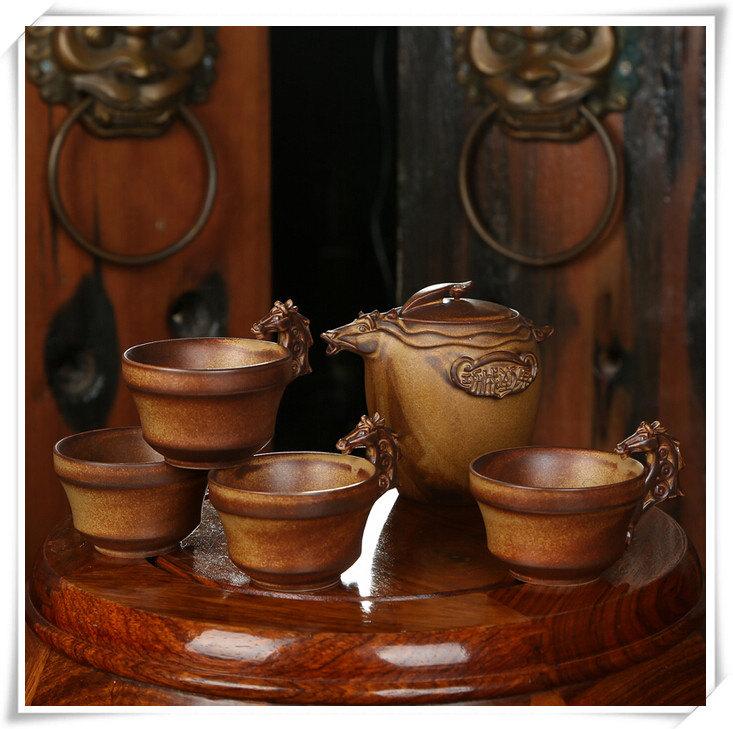 Handmade Pottery Teapot And Tea Cups Chinese Ceramic Tea Set